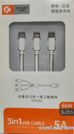 Кабель USB 2.0 AM/Micro USB+Type-C+Lightning KALIO (SJ55)